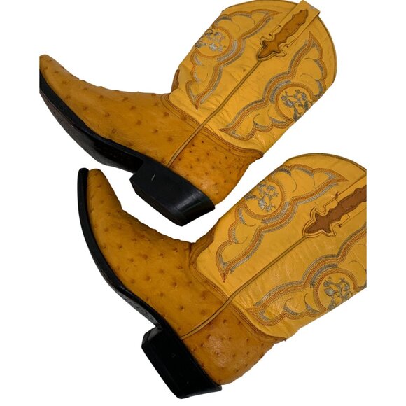 Unisex Ostrich Leather Cowboy Boots 24 1/2 Mex 7.5 W US 6 M US Rodeo Bravo - Picture 3 of 12